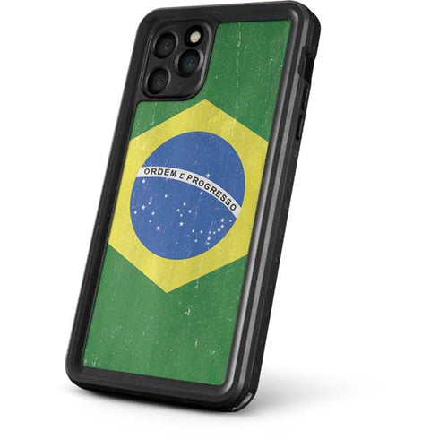 Brazil Flag Distressed iPhone 11 Pro Max Waterproof Case